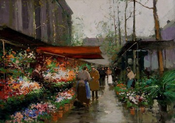ラ・マドレーヌ2パリのECフラワーマーケット Oil Paintings
